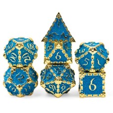 Dobbelstenenset Metaal Blauw Goud