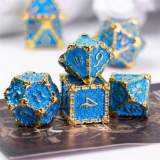 Dobbelstenenset Metaal Blauw Goud