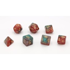 Dobbelstenen Stardust Rood/Groen 7set