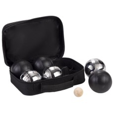 Boules/ Pétanque 6 balls black/chrome nylon bag
