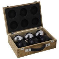 Boules/Pétanque-case 6 balls Silver/black 720gr