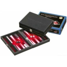 Backgammon black inlaid felt red 23cm