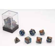 Dice set Stardust Goud/Blauw 7set