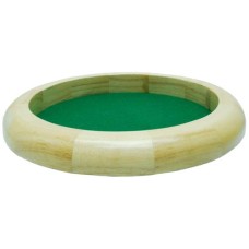 Dobbelpiste blank hout rond 30cm.groen vilt