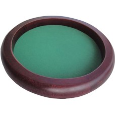 Dicetray brown wood,round 35cm.green felt