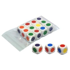 Colour-dice 6-sides 30 mm, white 6 in bag